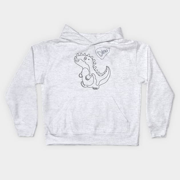 line art illustration of a dinosaur Kids Hoodie by bloomroge